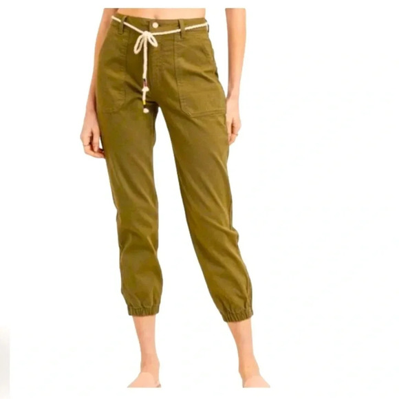 Letters to Juliet L.T.J Khaki Green Army Ankle Zipper Cropped Pants NWT Small - Picture 1 of 8